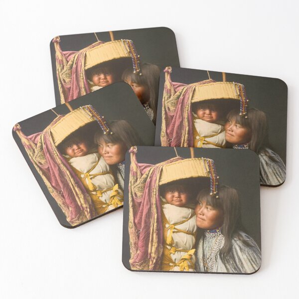 Item preview, Apache girl and her child in a cradleboard, photographed by Edward S. Curtis in ca 1903 designed and sold by Sanna Dullaway.