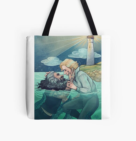 The Lighthouse and the Kraken All Over Print Tote Bag