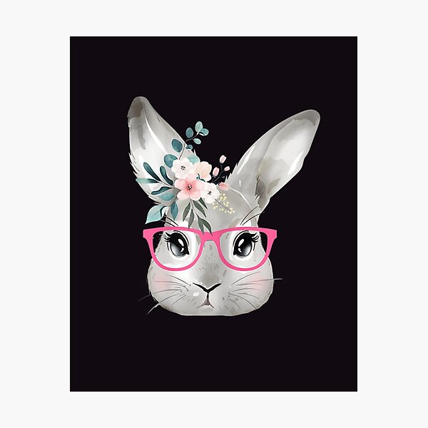 Item preview, Cute Bunny Face With Pink Glasses, Easter Rabbit Floral designed and sold by RobertVandivier.