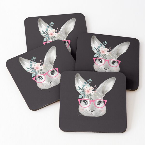 Item preview, Cute Bunny Face With Pink Glasses, Easter Rabbit Floral designed and sold by RobertVandivier.