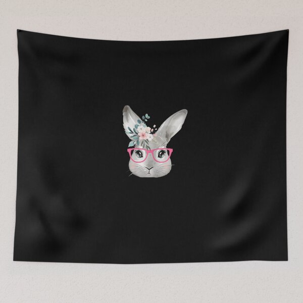 Item preview, Cute Bunny Face With Pink Glasses, Easter Rabbit Floral designed and sold by RobertVandivier.