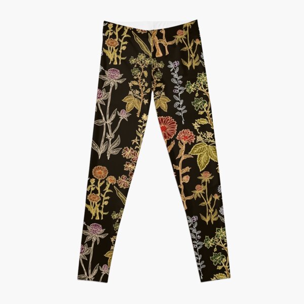 Plants on black Leggings