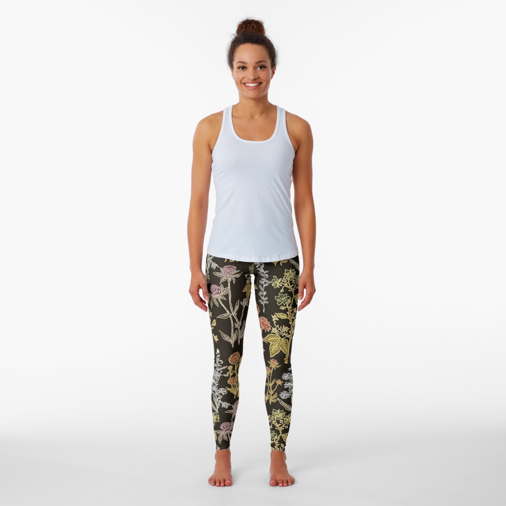 Plants on black Leggings
