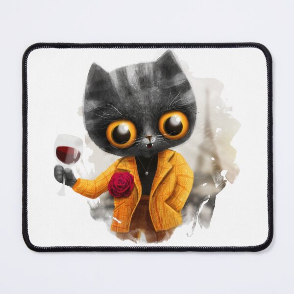 Item preview, Black cat in yellow jacket designed and sold by MaryshaArt.