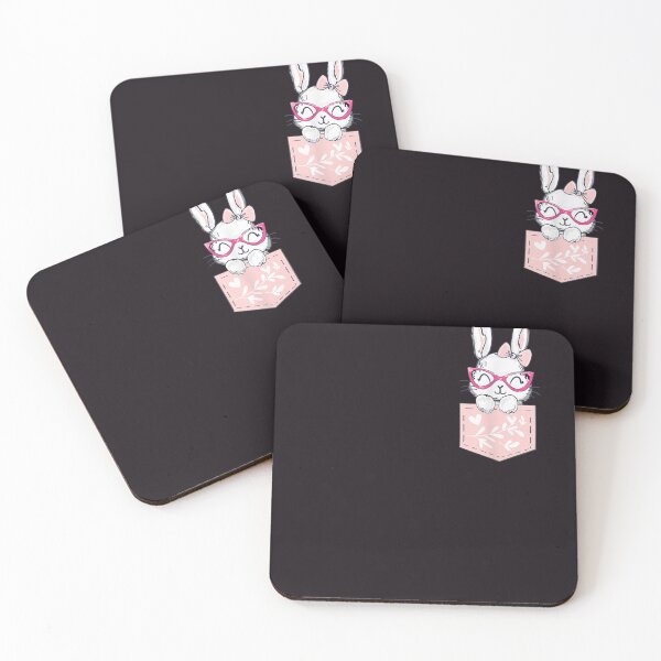 Item preview, Cool Rabbit bunny with glasses sitting in a pink pocket designed and sold by RobertVandivier.