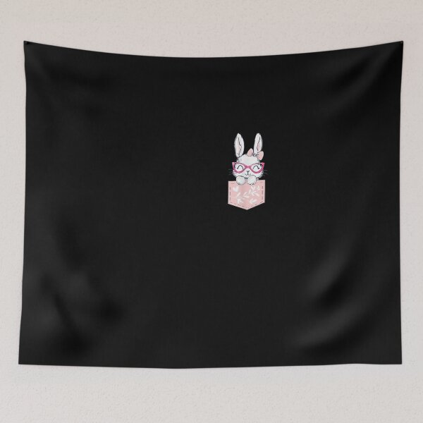 Item preview, Cool Rabbit bunny with glasses sitting in a pink pocket designed and sold by RobertVandivier.