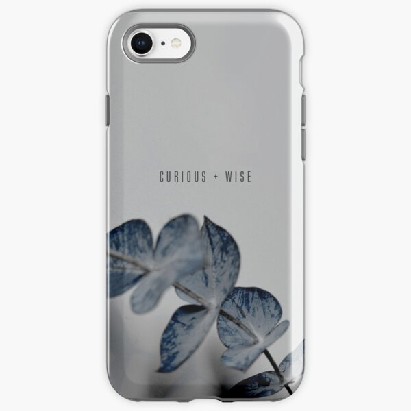 Curious And Wise Quote With Blue Floral Theme iPhone Tough Case