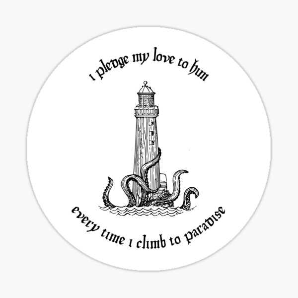 high on a rocky ledge lighthouse kraken 2 Sticker