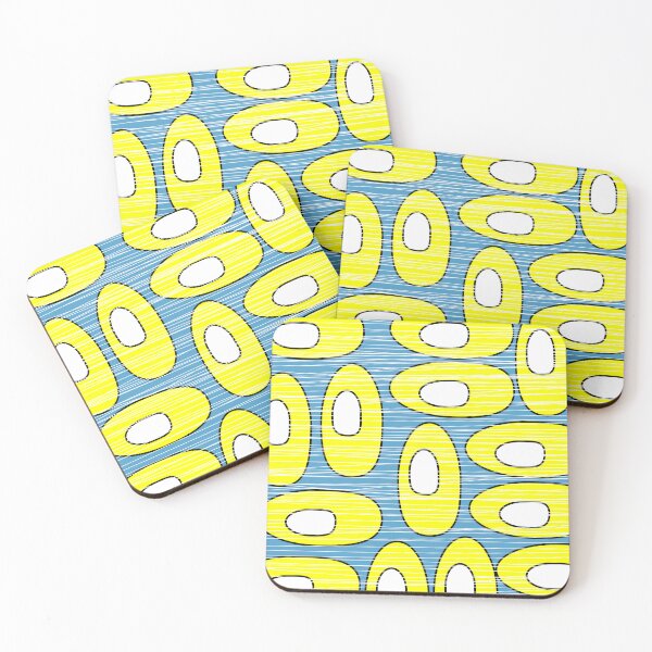 Item preview, Bright Yellow Mid Century Modern Shapes on Turquoise  designed and sold by LisWilliams.