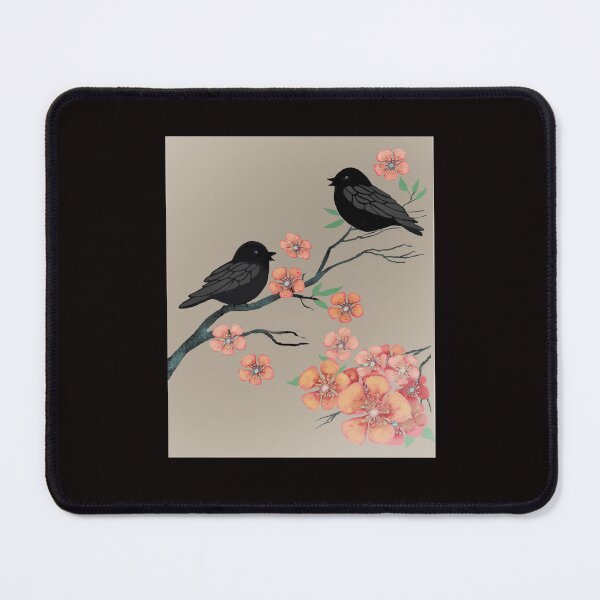 Item preview, Two Black Birds with Flowers designed and sold by Lyngianni.