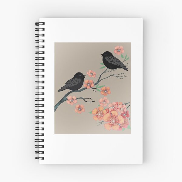 Item preview, Two Black Birds with Flowers designed and sold by Lyngianni.