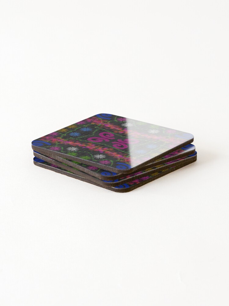 Thumbnail 4 of 5, Coasters (Set of 4), Abstract floral pattern, spring designed and sold by RomeoAzahar.