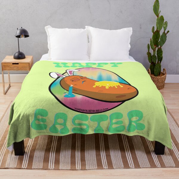 Item preview, Happy Easter-Funny Stoner Cartoon-Baked Potato Smoking Weed From A Bong-Tie Dye Easter Egg designed and sold by YomeHayin.