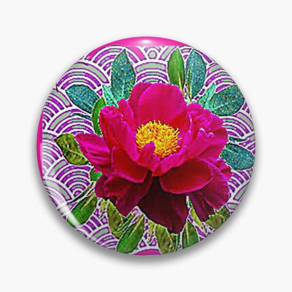 Item preview, FUCHSIA PEONY BUTTERFLIES TEAL PATTERN ART designed and sold by sharlesart.