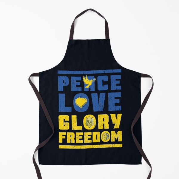 Item preview, Blue and Yellow Ukraine Flag Colors PEACE LOVE GLORY FREEDOM SLAVA UKRAINI Distressed Typographic Quote to Support Ukraine and Ukrainians designed and sold by zenturtlemerch.