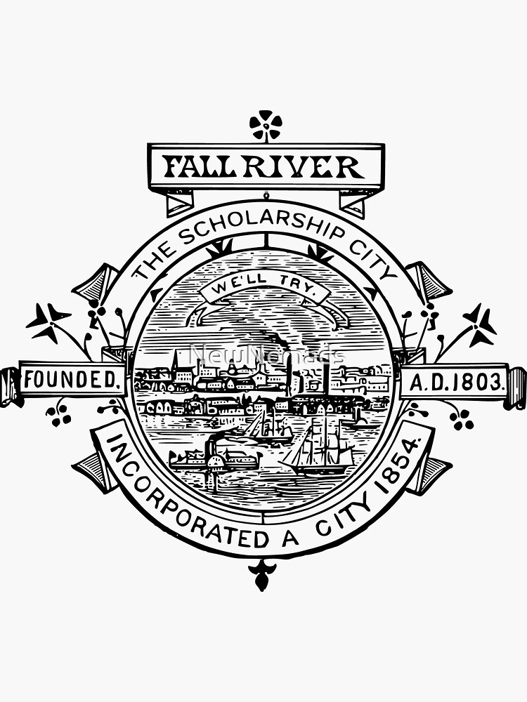 Fall River Massachusetts Vintage City Seal Sticker By Newnomads