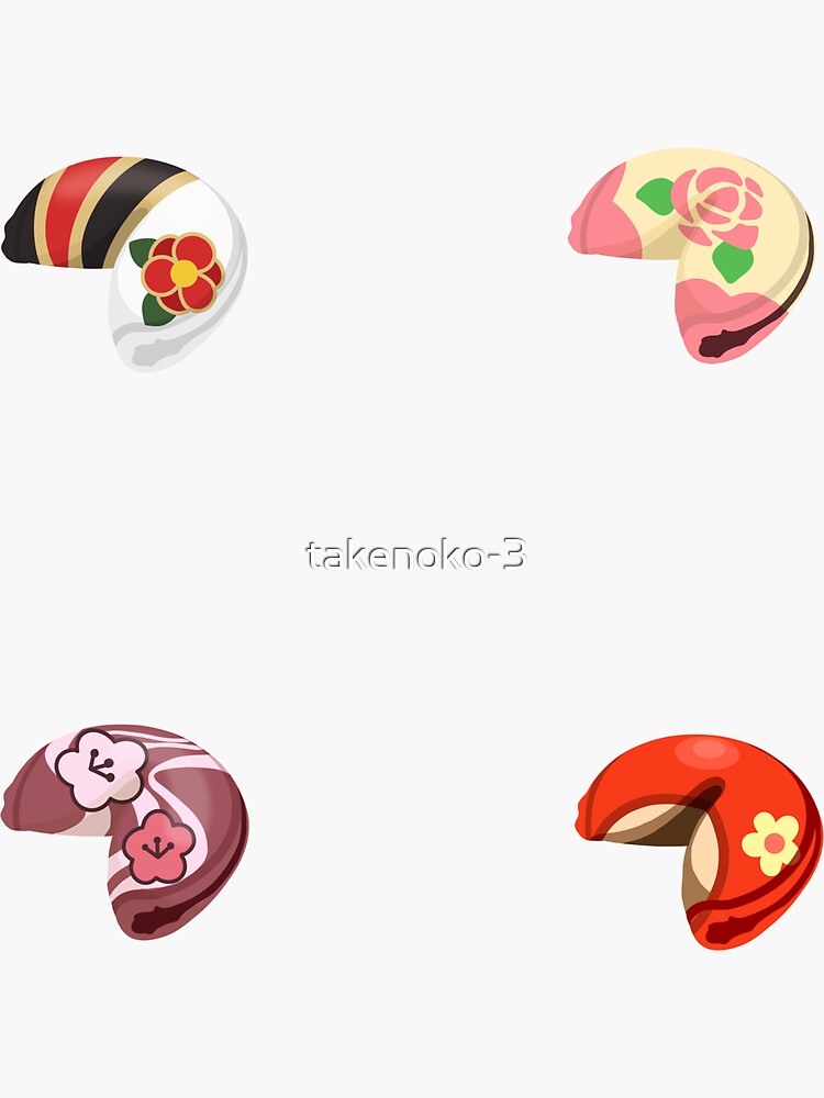 "ACNH Flower Fortune Cookies" Sticker by takenoko3 Redbubble