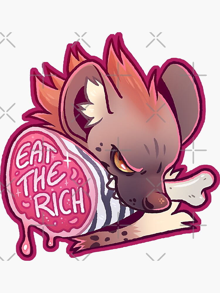 "Hyena - Eat the rich" Sticker for Sale by Mr-Lemur | Redbubble