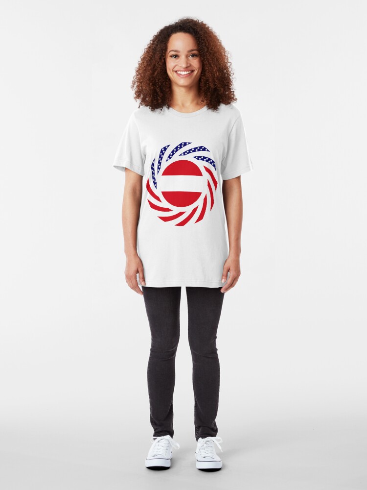Alternate view of Austrian American Multinational Patriot Flag Series Slim Fit T-Shirt