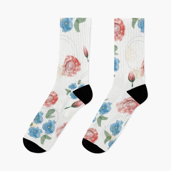 Item preview, red roses and forget-me-nots designed and sold by BigAndBug.