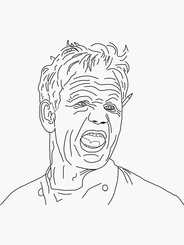 "Gordon Ramsay Line Art" Sticker by DaganSays Redbubble