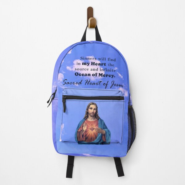 Item preview, Sacred Heart of Jesus Bag (blue sky background design) designed and sold by Brasilia.