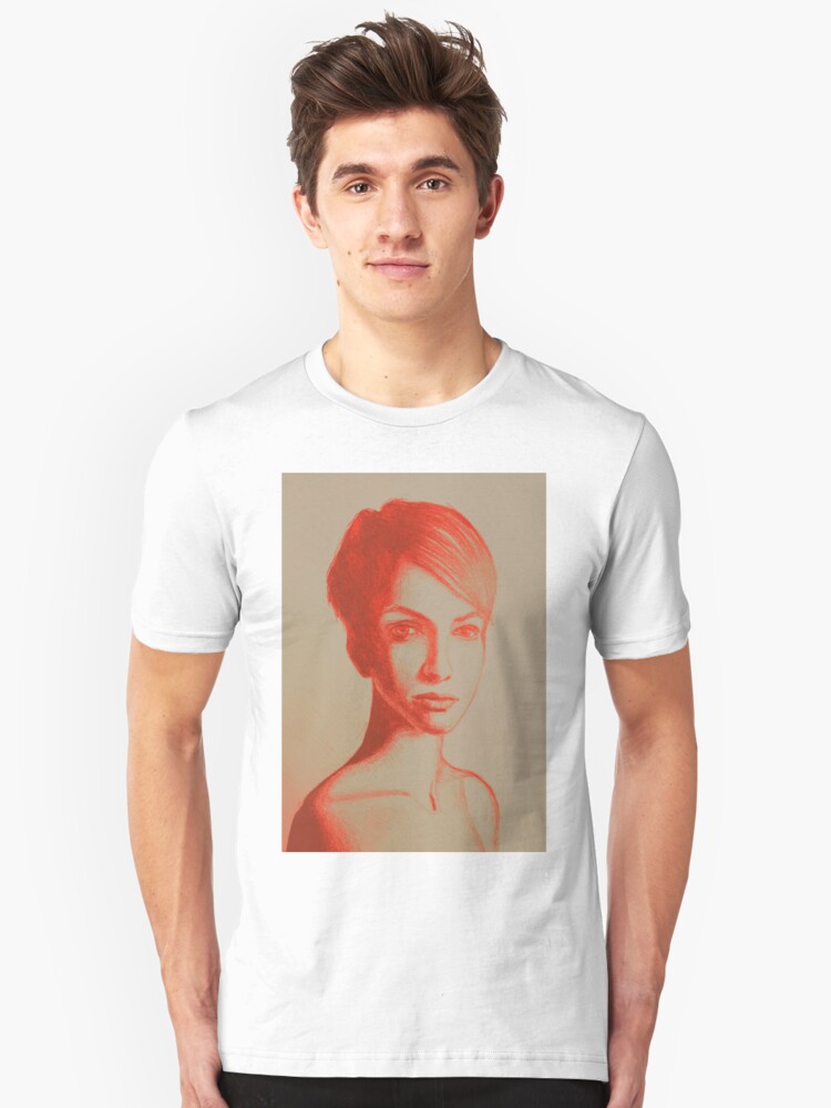 Drawing Portrait Of Beautiful Girl With Short Hair Illustration T Shirt By Oanaunciuleanu