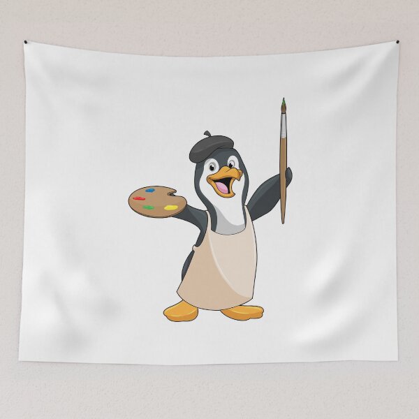 Item preview, Penguin as Painter with Paint brush & Colour designed and sold by Snabdesign84.