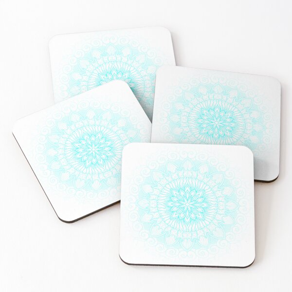 Item preview, Beautiful Cyan and White Mandala Drawing designed and sold by KimutKirby.