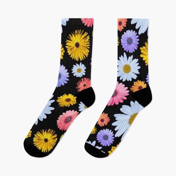 Item preview, Coneflowers and Daisies Cheerful Black Background Floral Pattern designed and sold by nimreninmu.