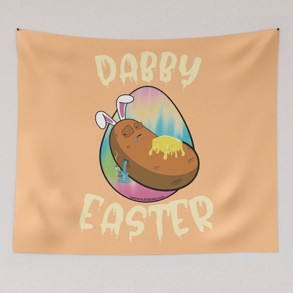 Item preview, Dabby Easter-Funny Stoner Cartoon-Baked Potato Doing Dabs from a Dab Rig-Tie Dye Easter Egg designed and sold by YomeHayin.