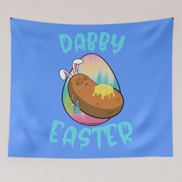 Item preview, Dabby Easter-Funny Stoner Cartoon-Baked Potato Doing Dabs from a Dab Rig-Tie Dye Easter Egg designed and sold by YomeHayin.