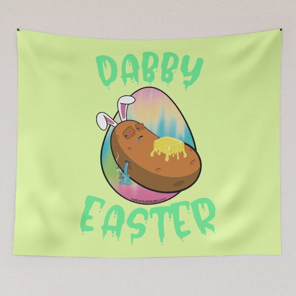 Item preview, Dabby Easter-Funny Stoner Cartoon-Baked Potato Doing Dabs from a Dab Rig-Tie Dye Easter Egg designed and sold by YomeHayin.