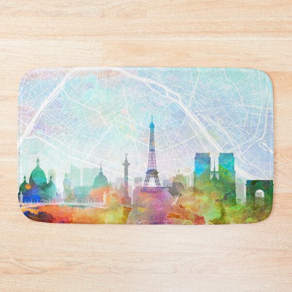 Artikelvorschau, Paris Skyline Karte Aquarelldruck von Zouzounio Art entworfen und verkauft von zouzounioart.