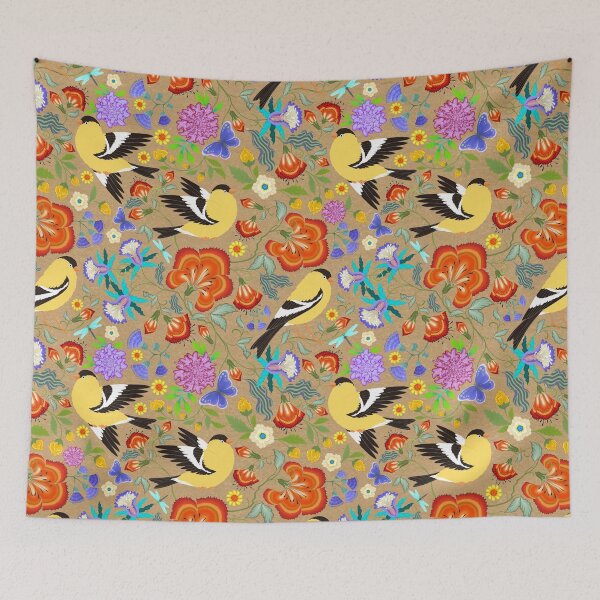 Item preview, Goldfinch Garden Party on a kraft paper background designed and sold by Silver Steer Design.