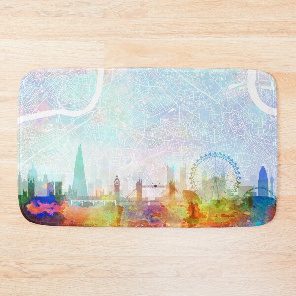 Artikelvorschau, London Skyline Karte Aquarelldruck von Zouzounio Art entworfen und verkauft von zouzounioart.