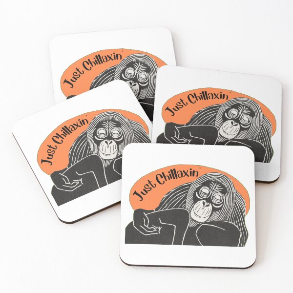 Item preview, Funny Laid-Back Orangutan, Just Chillaxin’, Orange background designed and sold by hjsmith.