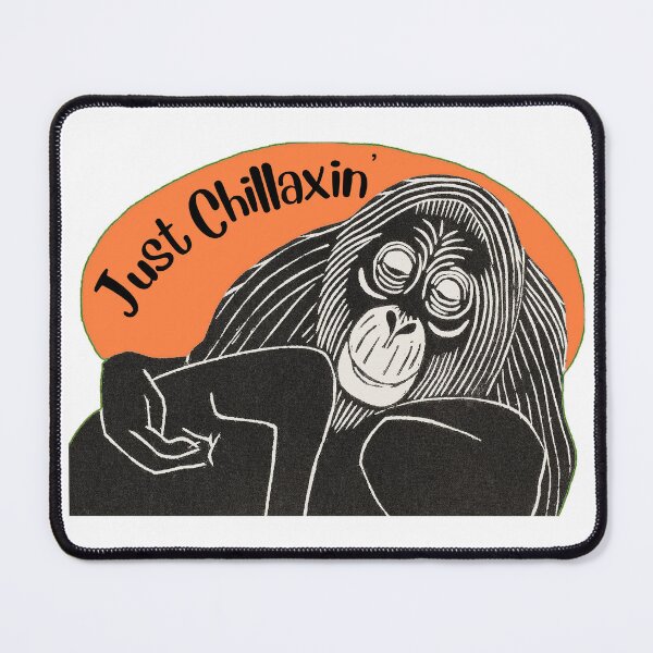 Item preview, Funny Laid-Back Orangutan, Just Chillaxin’, Orange background designed and sold by hjsmith.