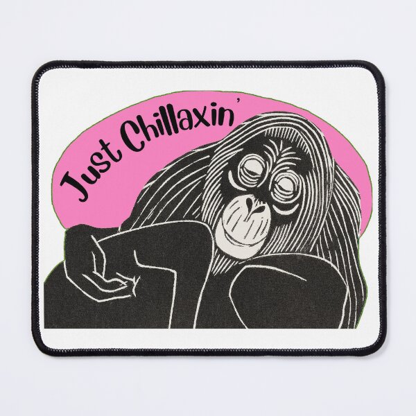 Item preview, Funny Laid-Back Orangutan, Just Chillaxin’, Pink background designed and sold by hjsmith.