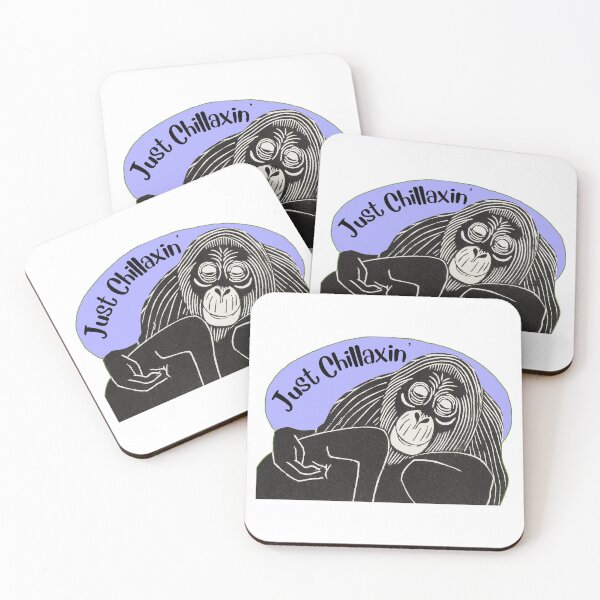 Item preview, Funny Laid-Back Orangutan, Just Chillaxin’, Purple background designed and sold by hjsmith.
