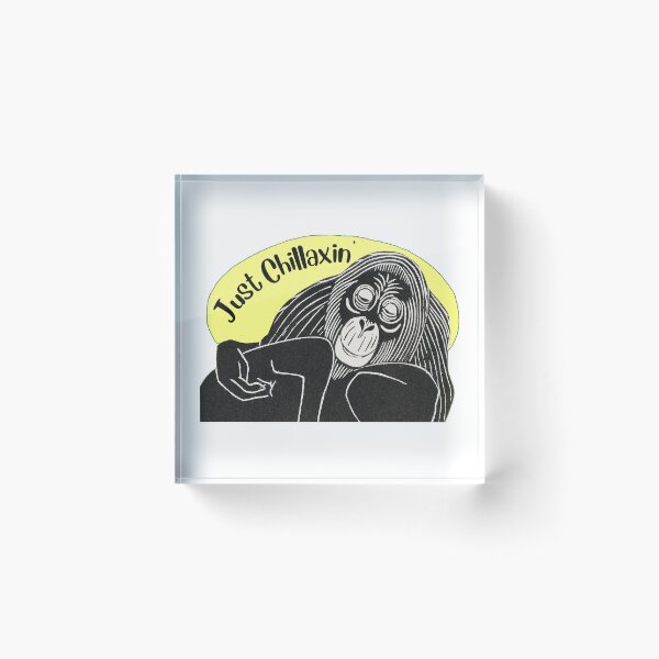 Item preview, Funny Laid-Back Orangutan, Just Chillaxin’, Yellow background designed and sold by hjsmith.