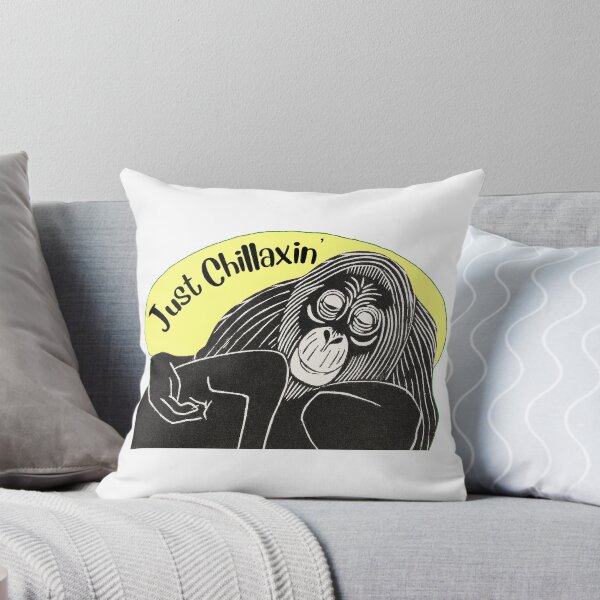 Item preview, Funny Laid-Back Orangutan, Just Chillaxin’, Yellow background designed and sold by hjsmith.