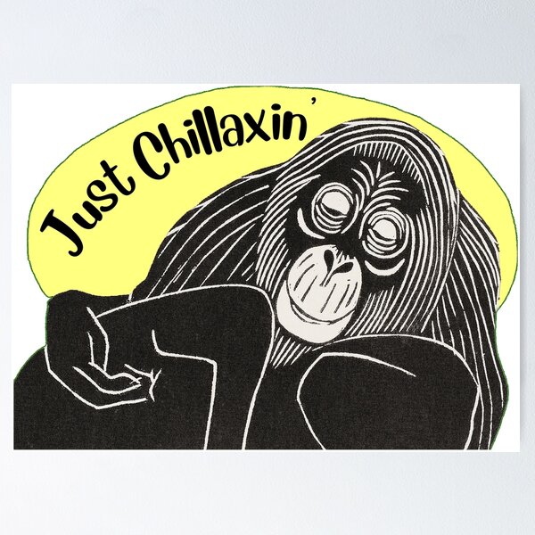 Item preview, Funny Laid-Back Orangutan, Just Chillaxin’, Yellow background designed and sold by hjsmith.