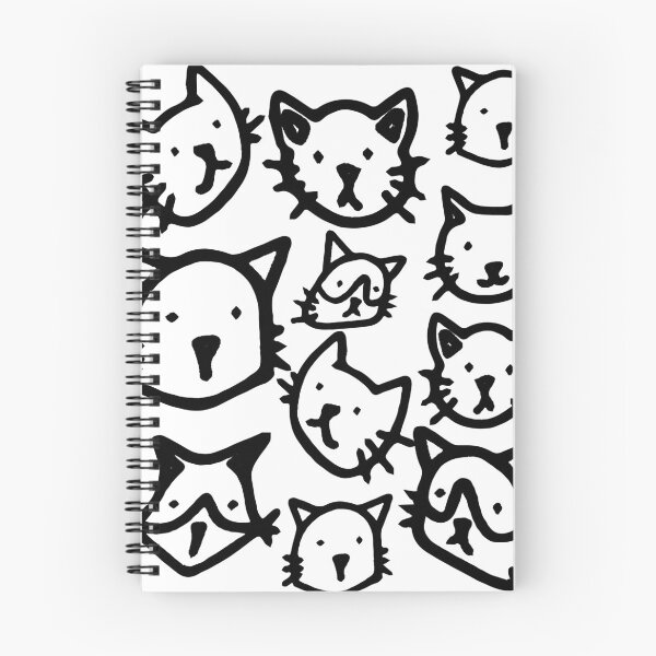 Item preview, Psicología de los amantes de los gatos, patrón de collage de cabezas de gato dibujadas a mano en blanco y negro designed and sold by Emily Roberts.