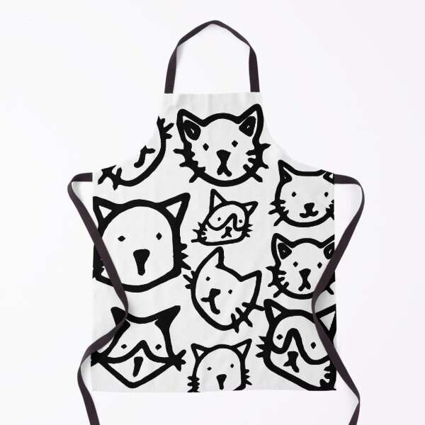 Item preview, Cat lovers psychology, black and white hand drawn cat heads collage pattern designed and sold by Emily Roberts.