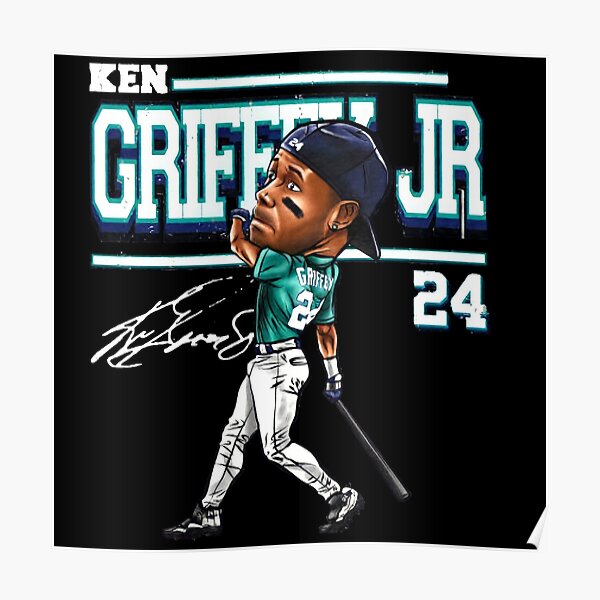 Ken Griffey Jr Cincinnati Reds Illustrated Baseball Print Poster Art