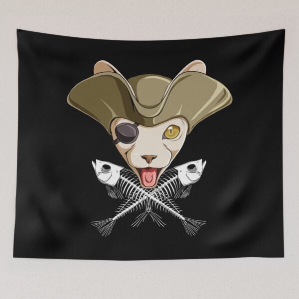 Item preview, Sphynx cat pirates skull skeleton designed and sold by jackienorfolkal.