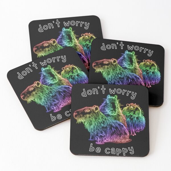 Item preview, Don't Worry Be Cappy Neon Rainbow Capybara designed and sold by nimreninmu.