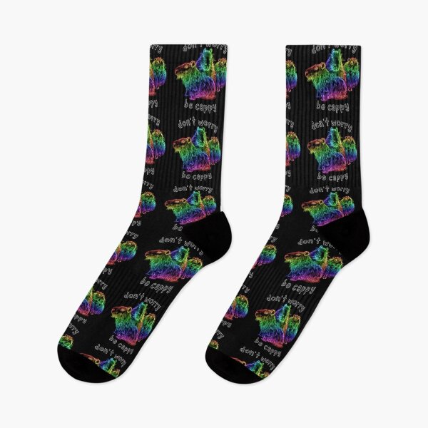 Item preview, Don't Worry Be Cappy Neon Rainbow Capybara designed and sold by nimreninmu.