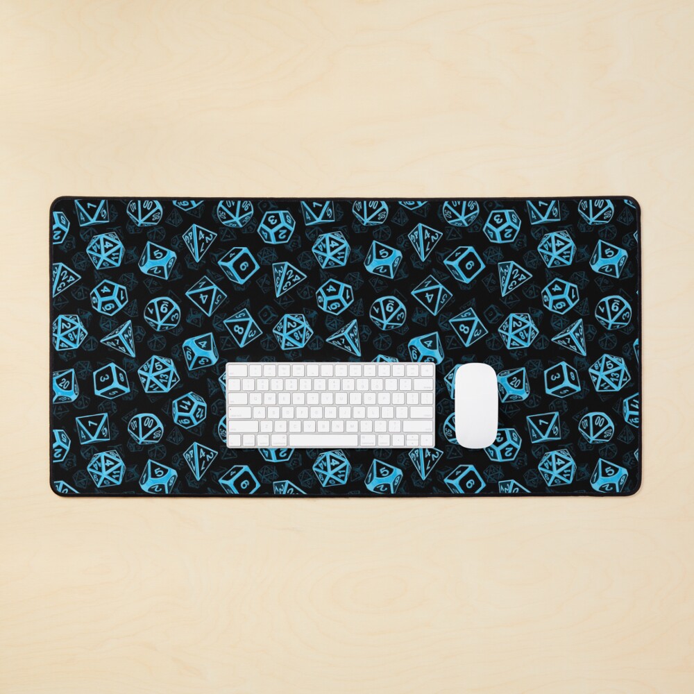 D20 Dice Set Pattern (Blue) Mouse Pad
